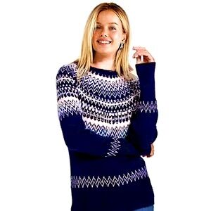 Tommy Hilfiger Navy Fair Isle Sweater w/ sequin accents, Sz M